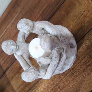 Rustic Stone Circle Of 4 Friends Candle Holder - Mexico Mexican Pottery